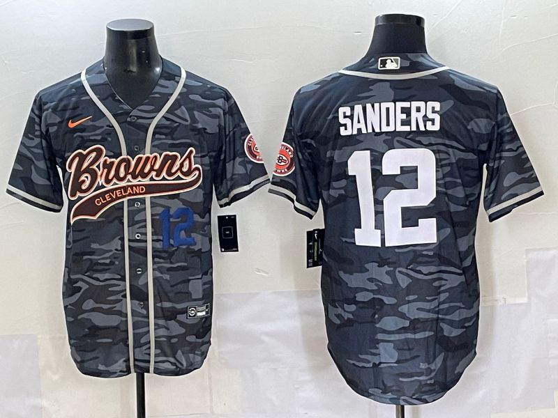 Men 2025 Cleveland Browns #12 Sanders Camo Joint Name Nike Limited NFL Jersey style 3